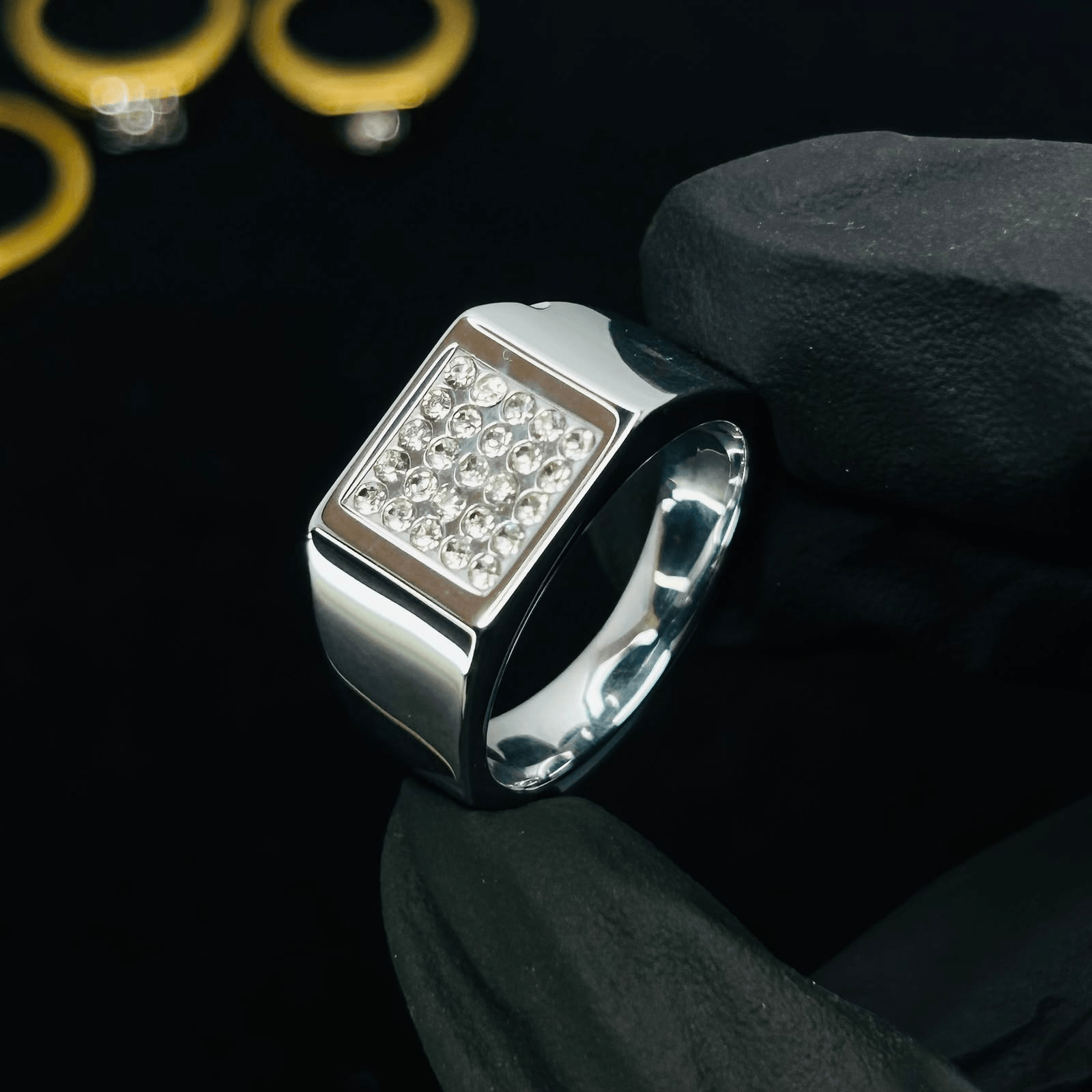 Men's Silver Iced Statement Ring | Premium Stainless Steel Crystal Ring