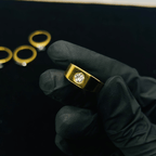Men's Gold Solitaire Crystal Ring | Premium Stainless Steel Luxury Ring