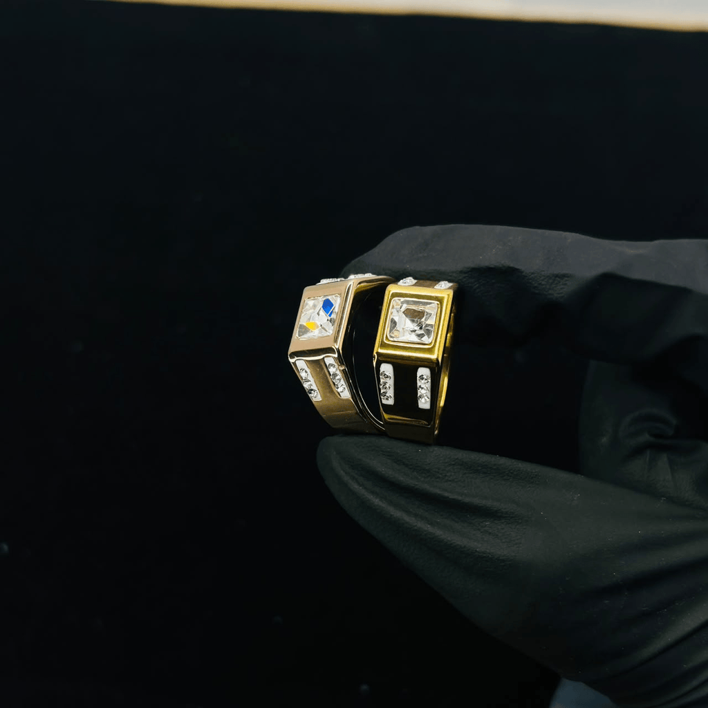 Men's Square Crystal Stone Ring | Premium Stainless Steel Luxury Statement Ring