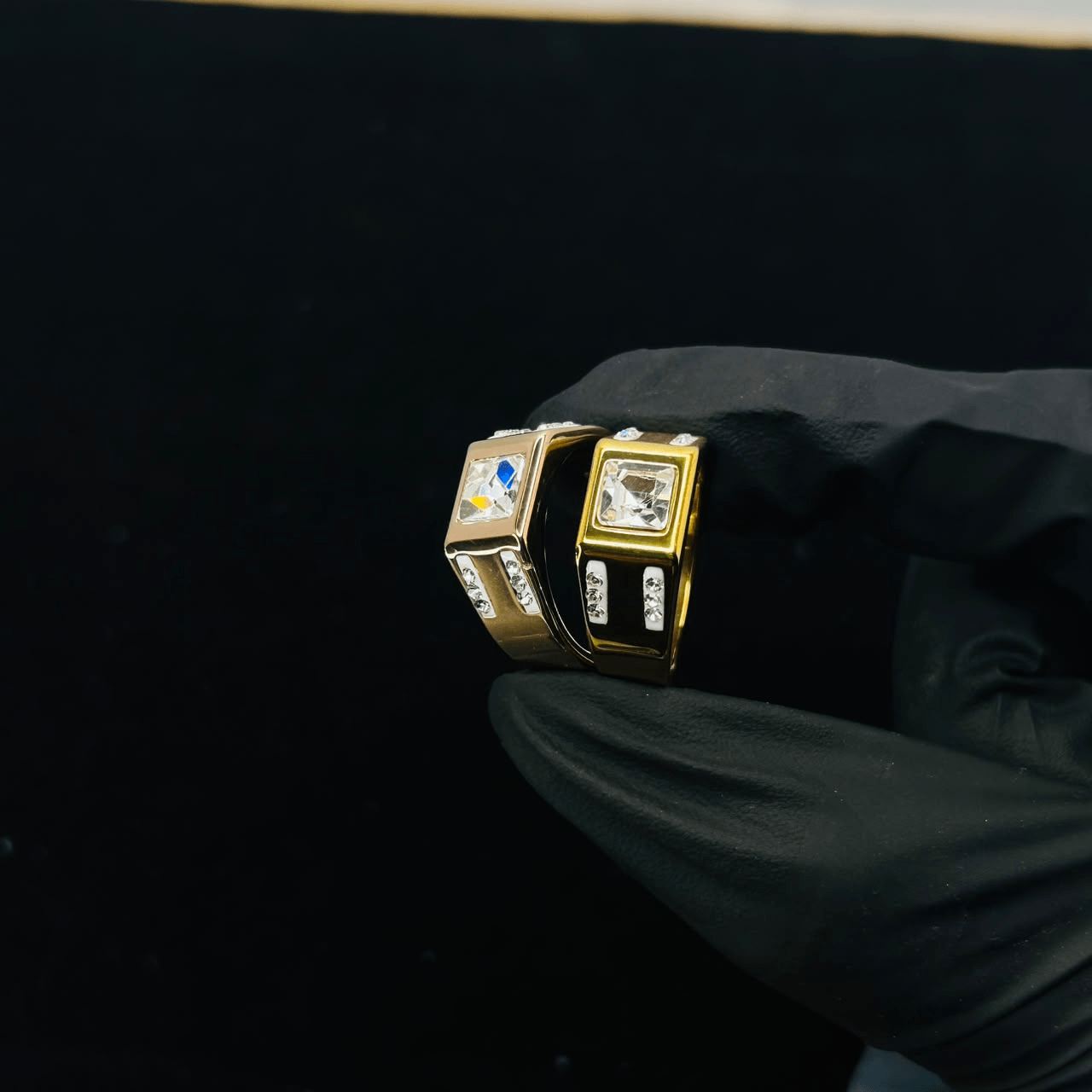 Men's Square Crystal Stone Ring | Premium Stainless Steel Luxury Statement Ring