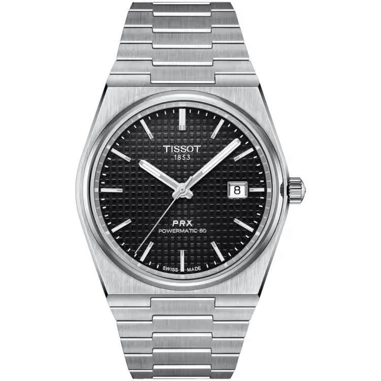Tissot PRX Men's Powermatic 80 Silver Stainless Steel Black Dial T137.407.11.051.00 Watch