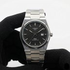 Tissot PRX Black Dial  Silver Chain Watch – Date Function | Swiss Style Luxury Quartz Watch